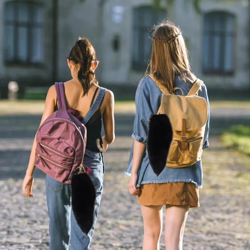 Therian Furry Fox Mask with 16'' Long Tail Keychain Half Face Masquerade Mask for Cosplay Costume Party Accessory