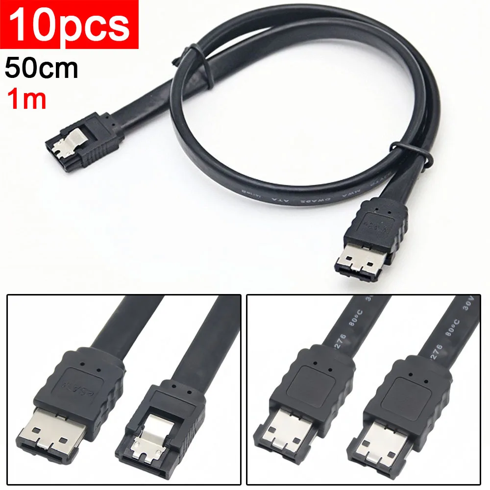 

10pcs To Sata With Bullet Strip Double Shielded External Hard Drive. Esata Data Connection Cable All Copper 50Cm