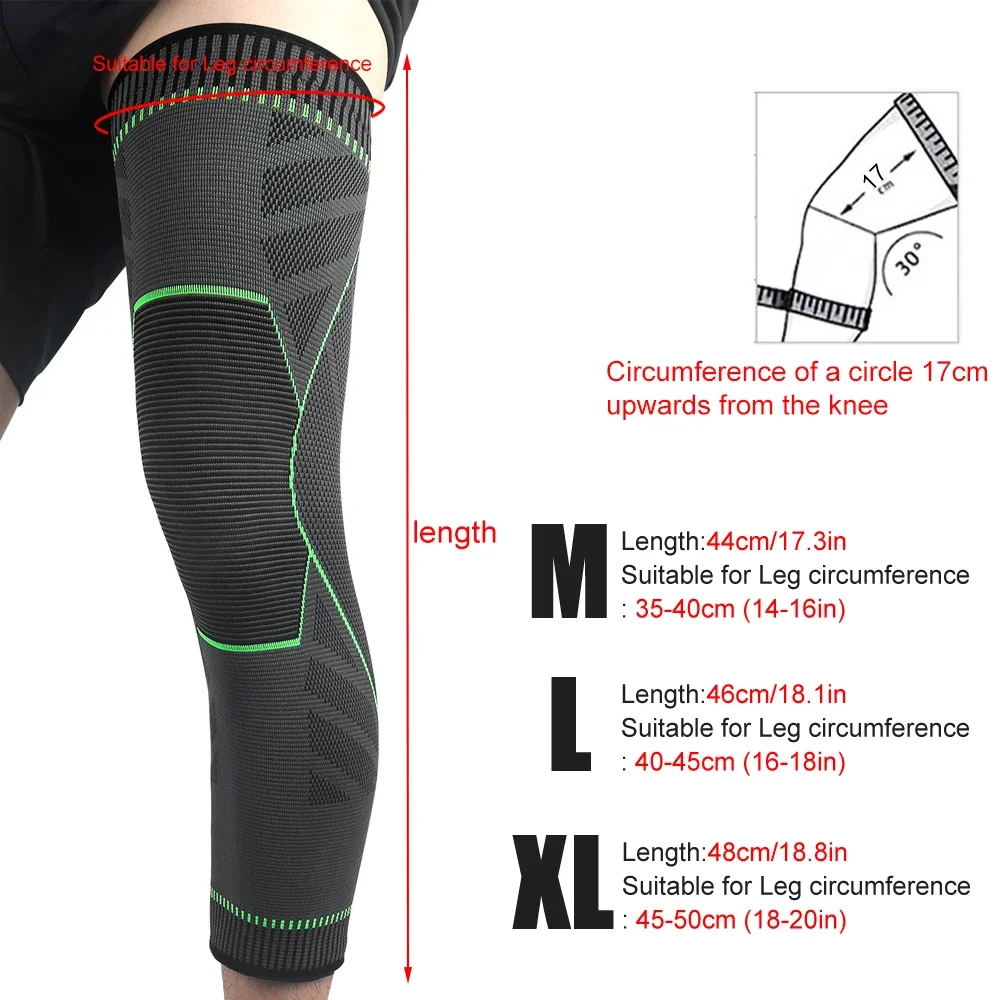 Full Leg Sleeves Long Compression Knee Sleeves for Basketball, Arthritis Cycling Sport, Reduce Varicose Veins Swelling of Legs
