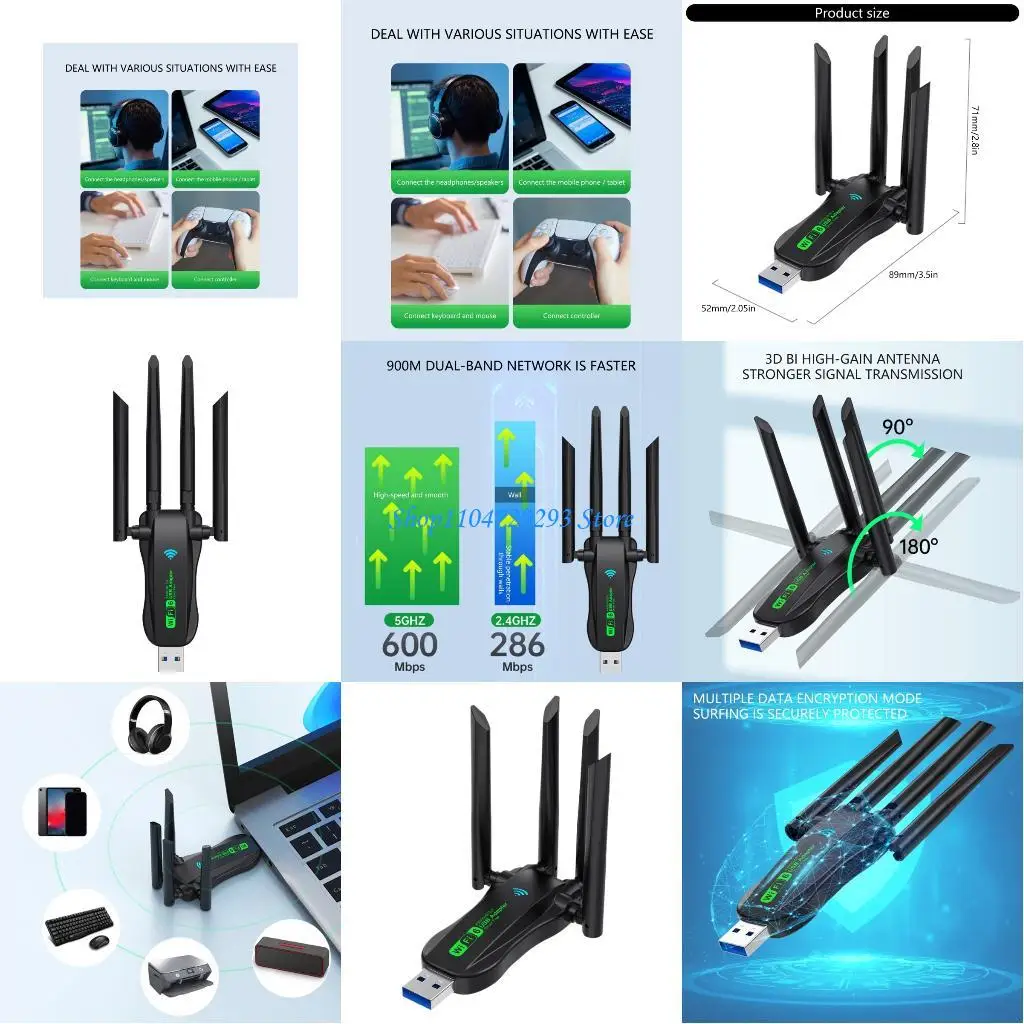 

Y2GD Fast Speed WiFi 6 USB Wireless Adapters 5GHz Two Band Gigabit for Home Office Streaming