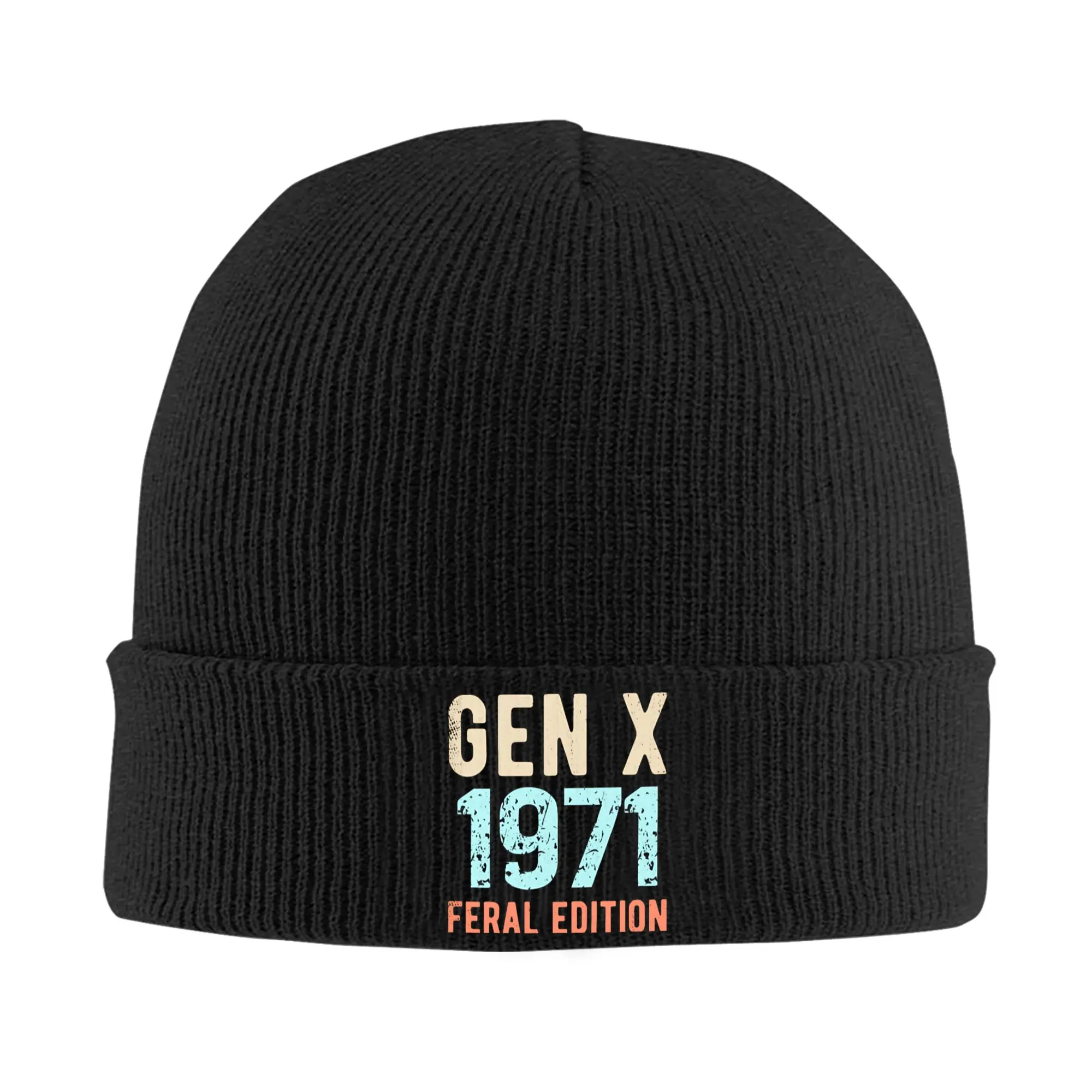 Generation X 1971 Hats Autumn Winter Beanies Warm Gen X Born in 1971 Caps Men Women Acrylic Knitted Caps,