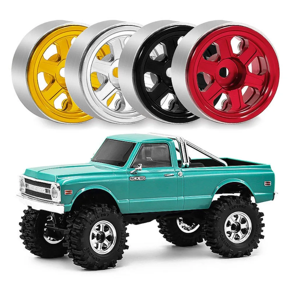 4pcs Crawler Tires Tyre Metal Wheel Rim 0.7 Inch Wheel Hub for AXIAL 1/30 SCX30 RC Car Upgrades Parts