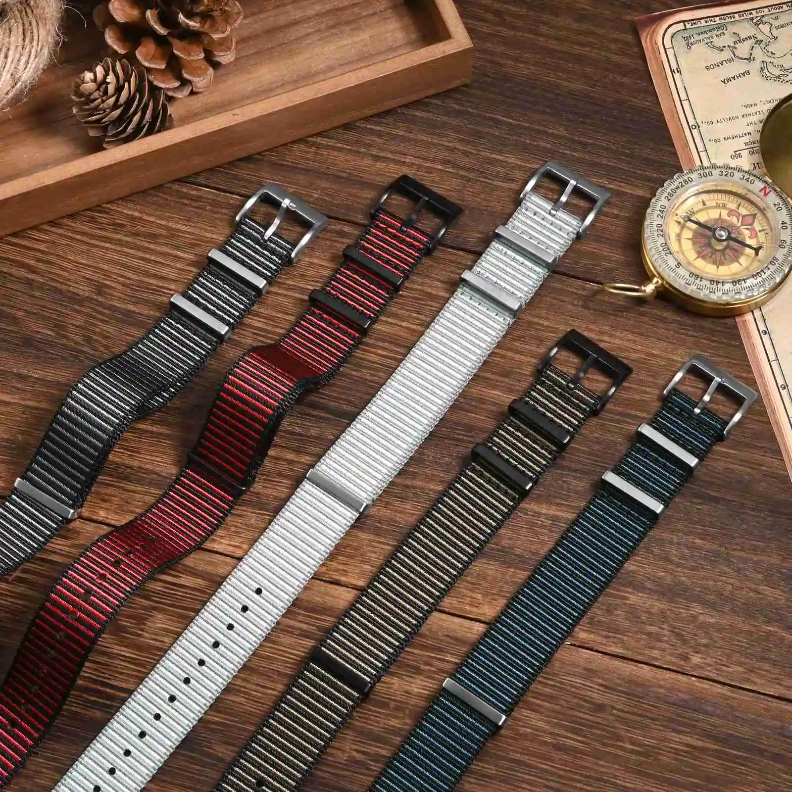 Двухцветный нейлоновый ремешок для часов Ayadoo, цельный сменный ремешок с текстурой полосы для мужчин и женщин, доступная ширина наконечника 18 мм, 20 мм, 22 мм