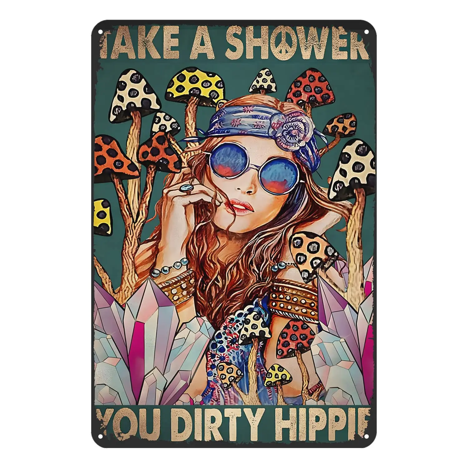 Aenaon Mushroom Take A Shower You Dirty Hippie Metal Vintage Tin Sign Mushrooms Retro Home Kitchen Bar Rustic Wall Decor Funny D