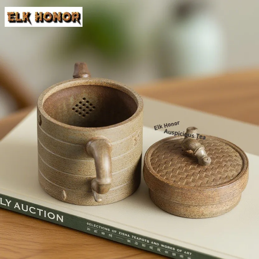 300ml Aesthetic Yixing Purple Clay Teapots Handmade Xiao Long Bao Steamer Pot Raw Ore Section Mud Kettle Zisha Tea Set Gifts