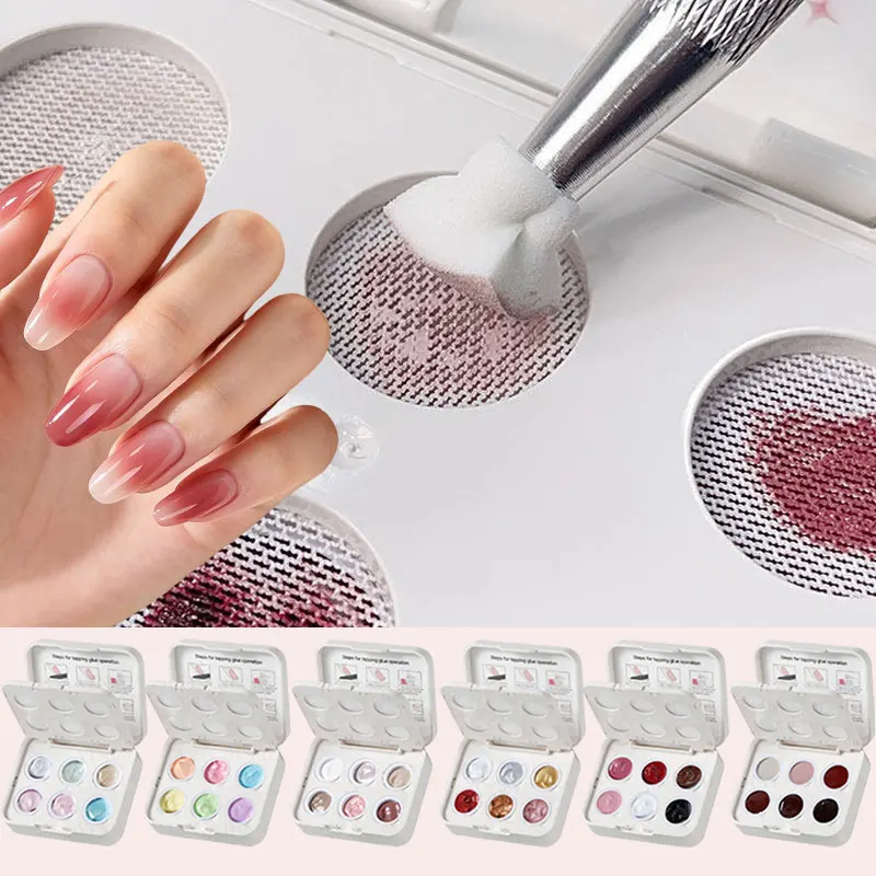 Gel à ongles 6 couleurs sans essuyage, effet coussin, multifonction, dégradé, ombré, aura, blush, mélange, UV LED, pour manucure et peinture DIY