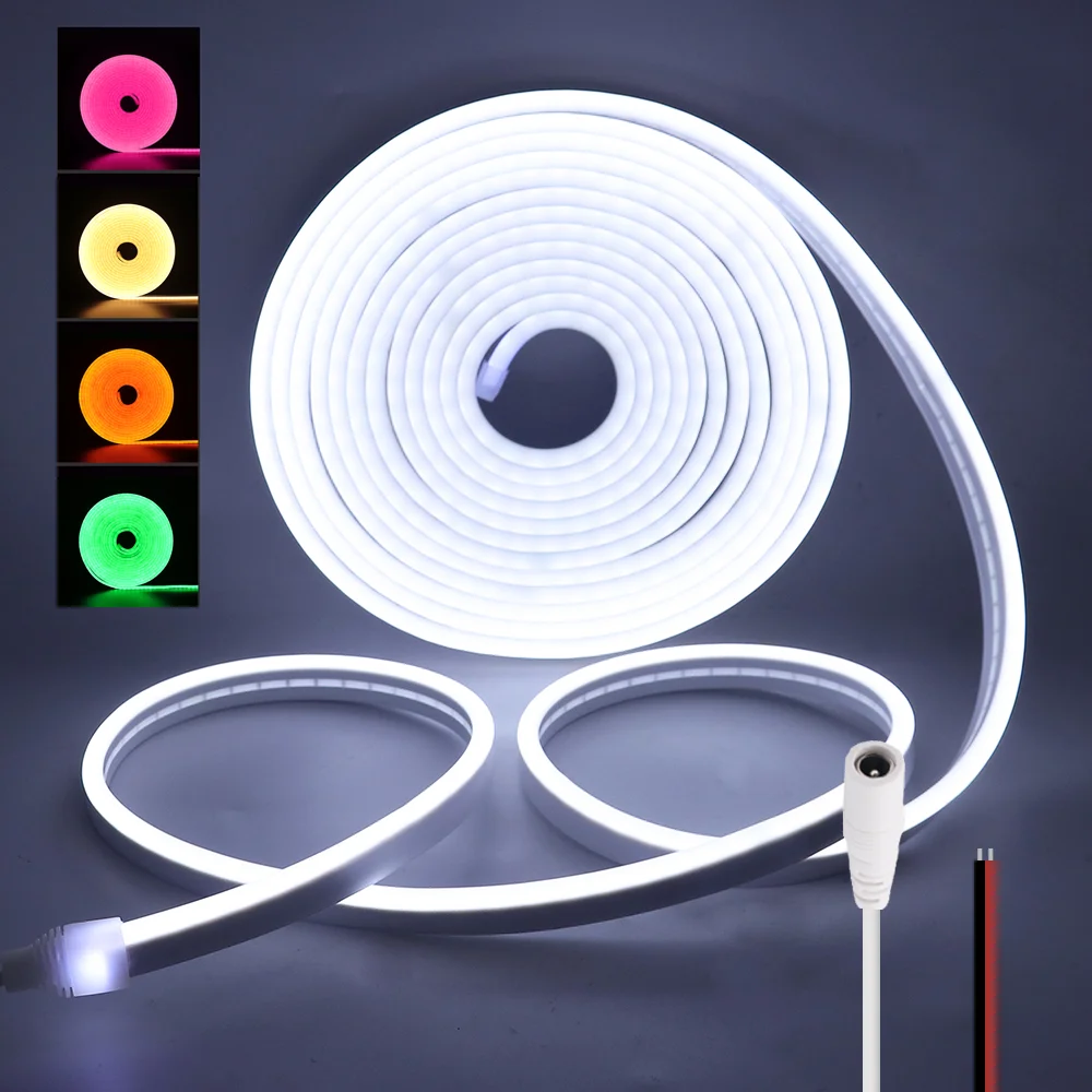 LED Strip 12V 2835 Neon Light Sign 120LEDs/M IP67 Waterproof Flexible Silicone Neon Rope Lights White Warm White DIY Diode Tape