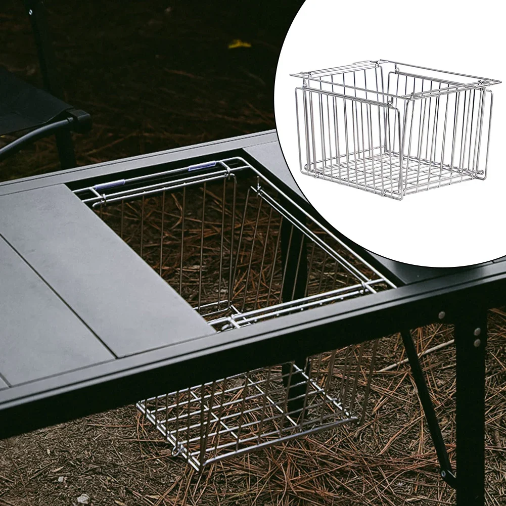 

1 Unit Foldable Drain Basket For -IGT - Stainless Steel Camping Accessory For Outdoor Folding Elevating Tables