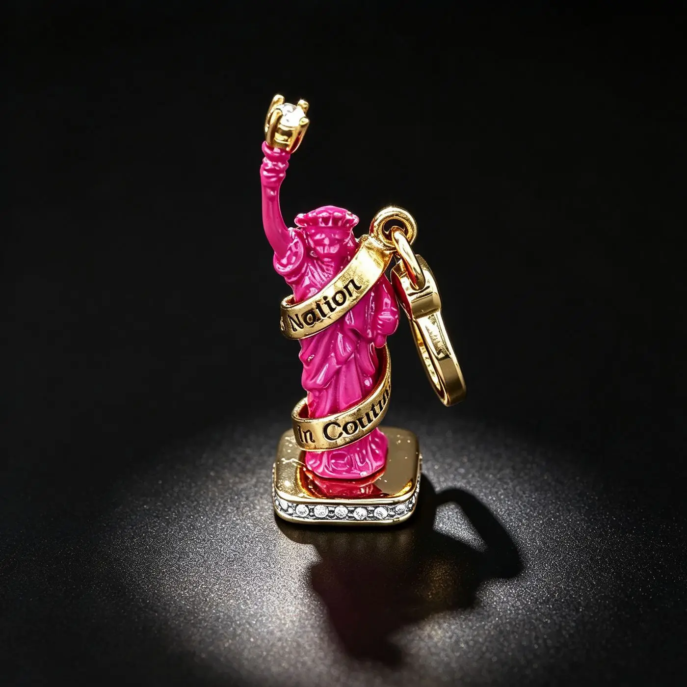 6mm Bracelet Hand String Cross-Border Pendant Jewelry New York Statue Of Liberty Pendant Diamond-Encrusted Rose Red Torch Ribbon