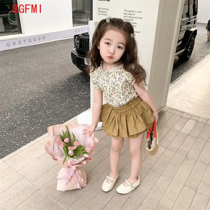 Baby Girls Clothing Set 2024 Summer New Girl Floral Suit Flying Sleeve Top+ Tiered Pantskirt Kids 2pcs Suit Baby Girl Outfit Set