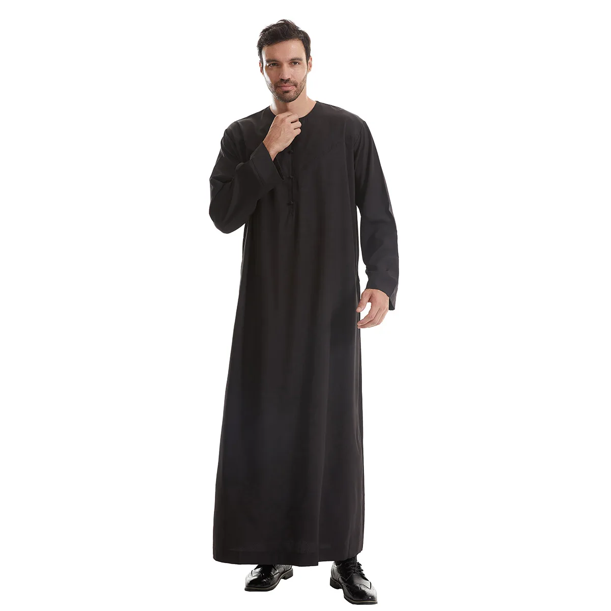 Mens Robe Long Sleeve Saudi Abaya Arabic Thobe Jubba Thoub Dubai Daffah Kaftan Middle East Islam Thawb Jubba Muslim Dress Caftan