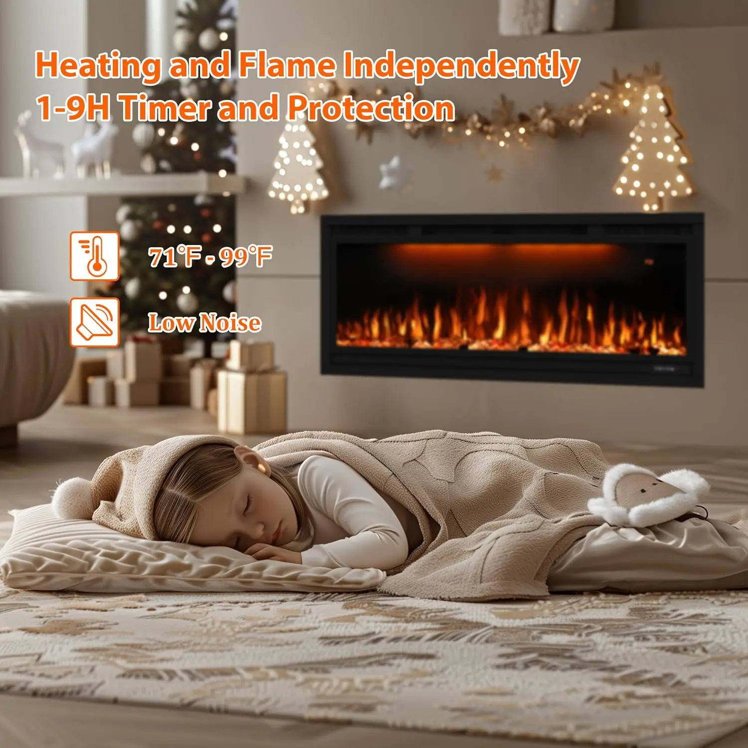 

WiFi Smart Recessed 74 inch Electric Fireplace,Wall Mounted Fireplaces for Living Room with Remote, Overheating Protection