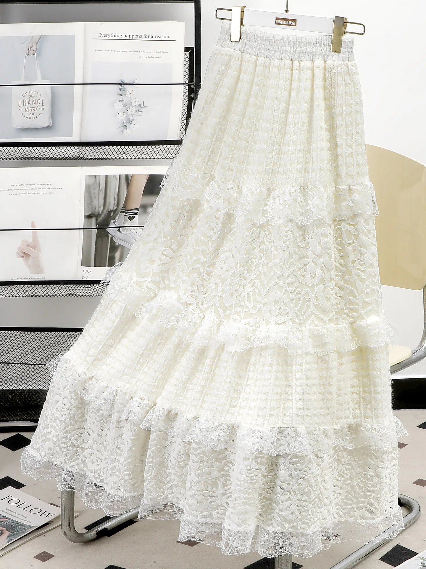 

2026 Новая толстая абрикосовая кружевная юбка-торт с бархатом, женская осенне-зимняя длинная потрясающая юбка трапециевидной формы, пышная длинная юбка