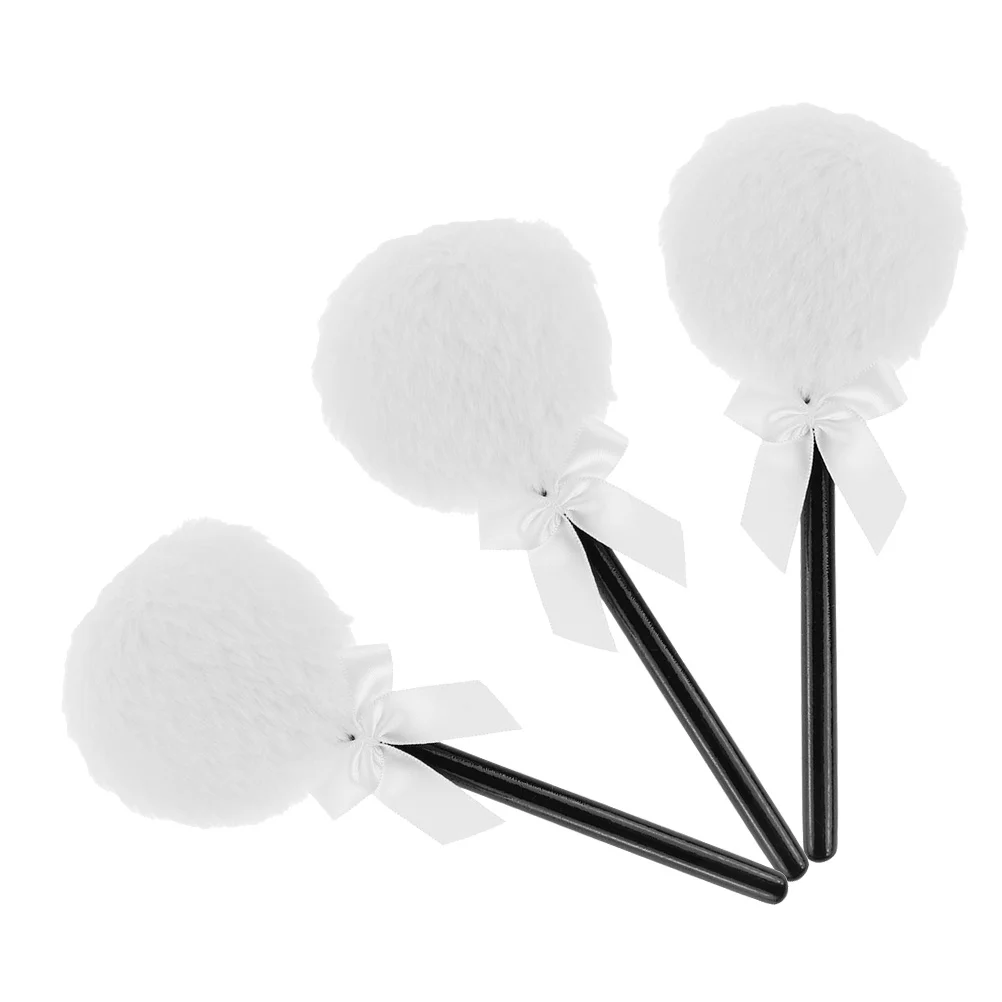 3 pièces doux cheveux longs poudre bouffée nœud papillon maquillage bouffée corps visage poudre pressée en vrac femmes outils de maquillage Blush brosse pour les femmes