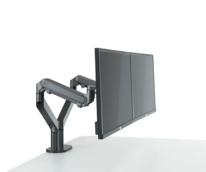 Dual Arm Monitor Mount Desk Stand,Fully Adjustable Aluminum Monitor Holder Gas Spring Monitor TV Mounting for 17-32'' OZ-2