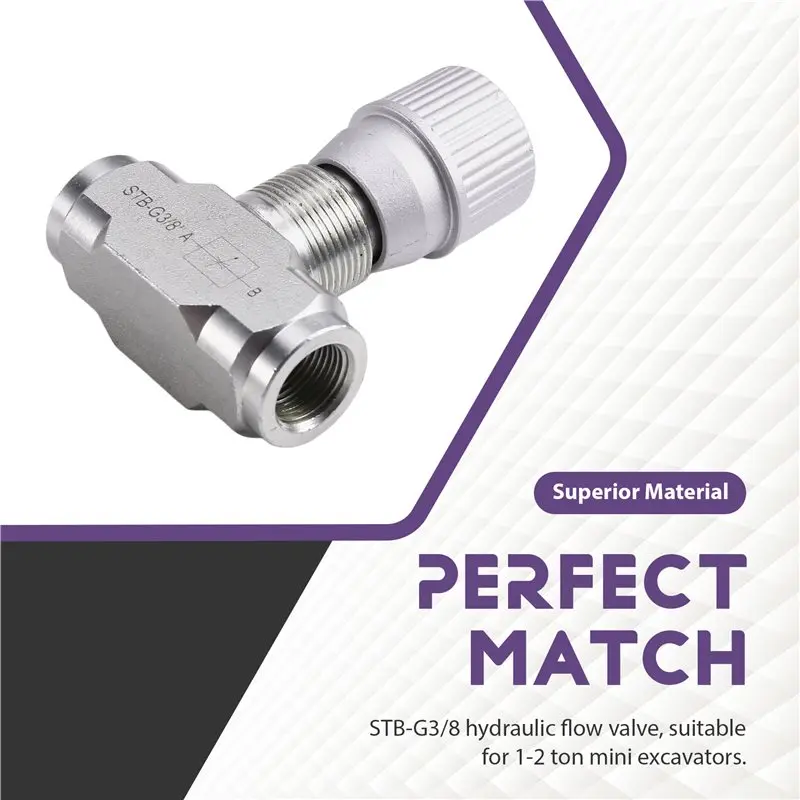 Carbon Steel STB-G3/8 W/L08 Single Valve Hydraulic Flow Valve For 1-2T Mini Excavators