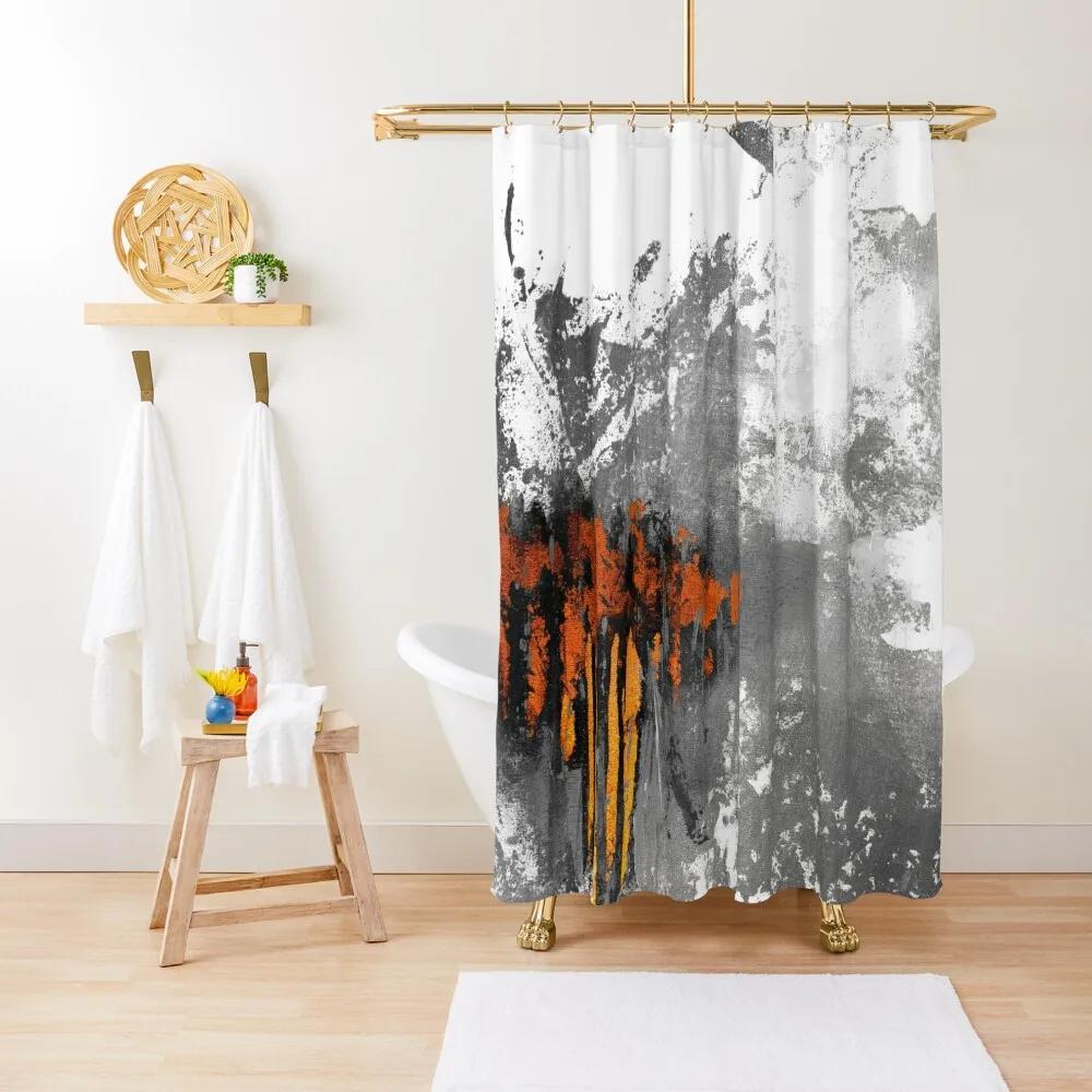 

Orange gray abstract Shower Curtain Bathroom Box For Bathroom Shower Curtain