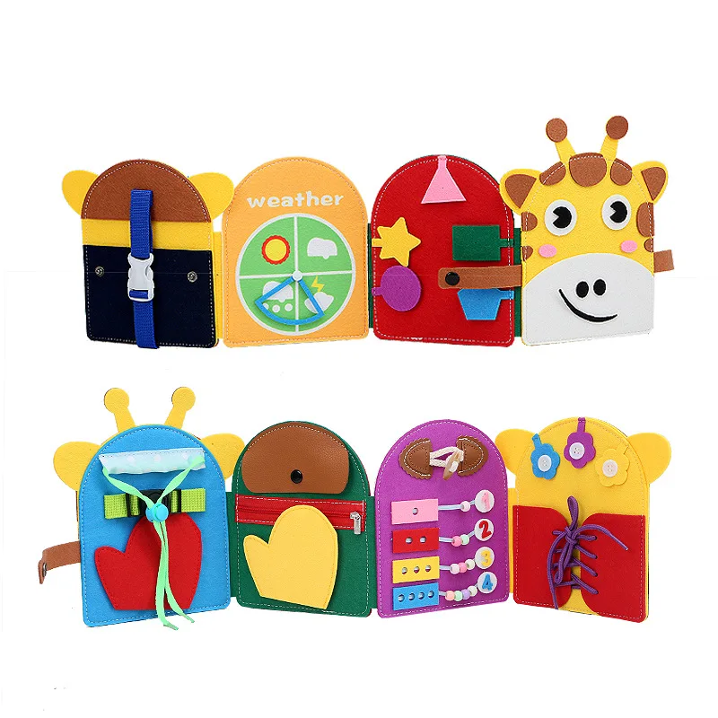 Montessori Toys Busy Book for Kids Color Shape Animal Cognition Early Education Toys Giraffe Quiet Book Fine Motor Toys