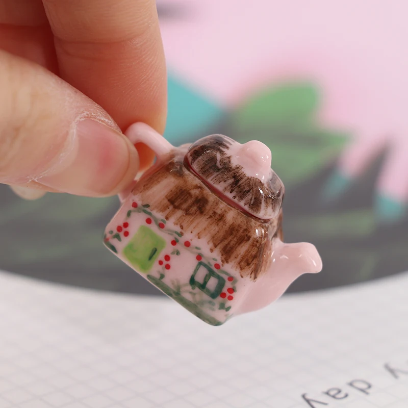 Lovely Porcelain Cup Water Kettle Tableware 1/12 Miniature Dollhouse Kitchen Toy