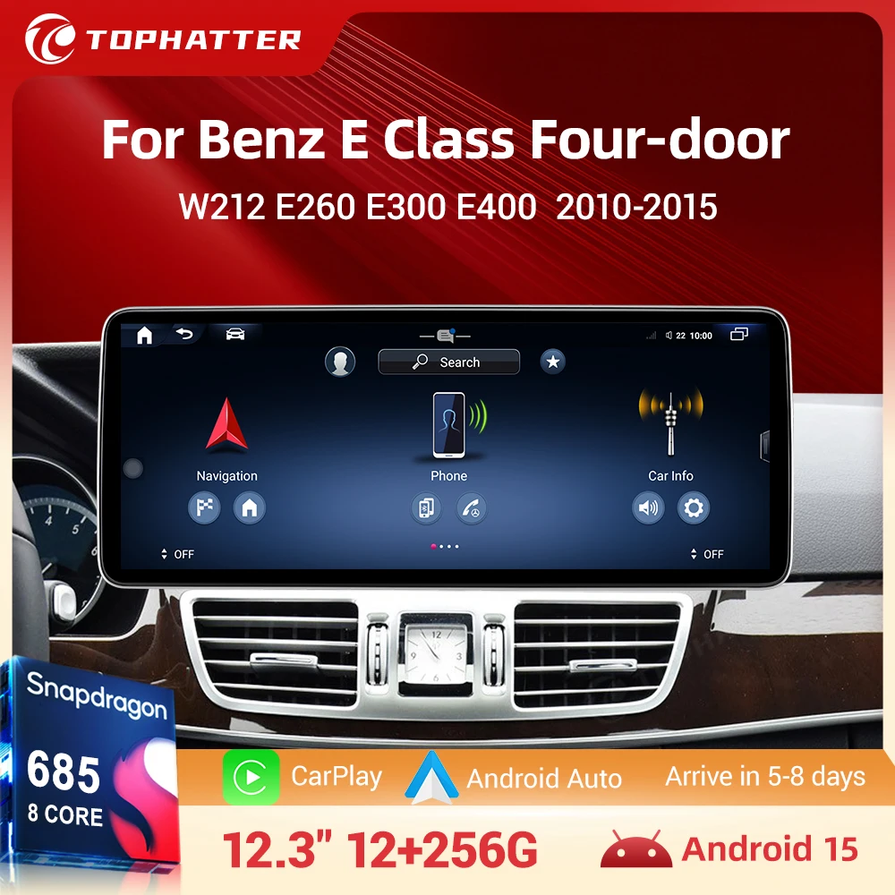 

Wireless CarPlay 8 Core Android 15 for Mercedes Benz W212 E Class Sedan 2010-2015 12.3" Car Multimedia Radio GPS Navigation GPS
