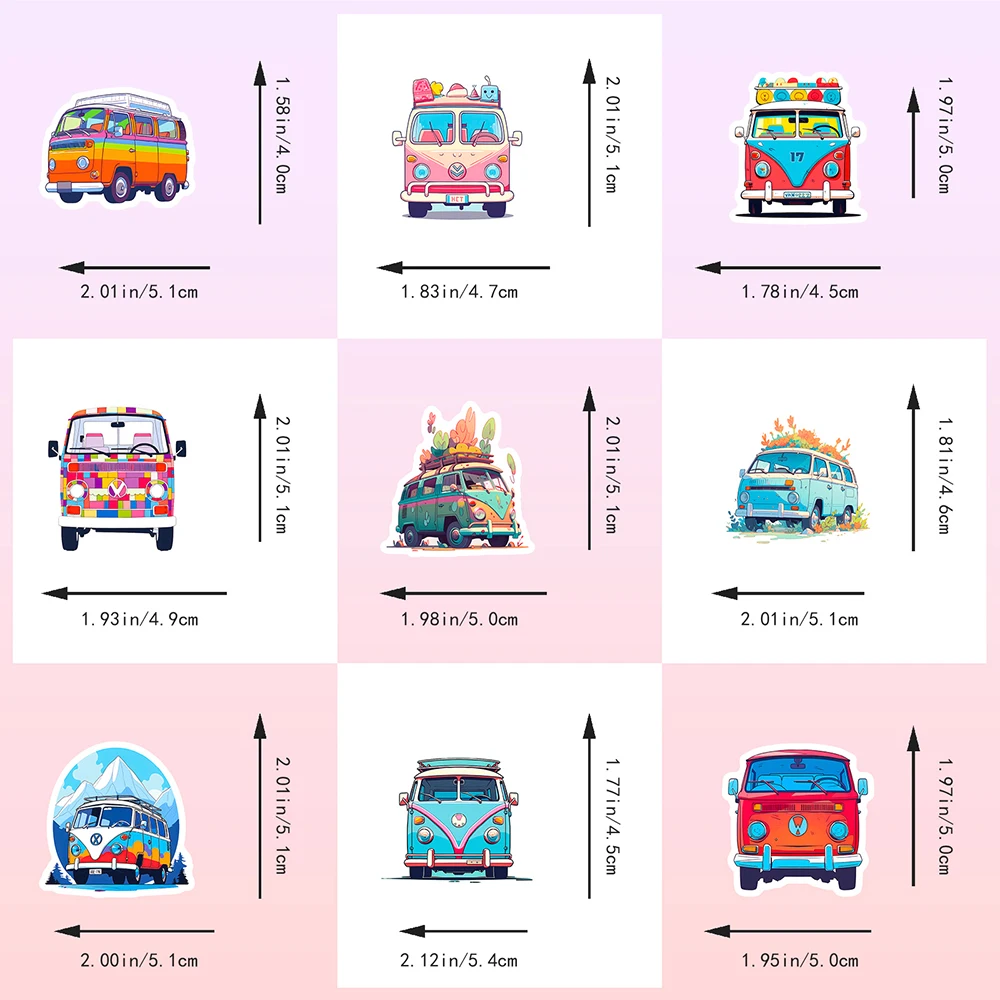 10/50pcs Cartoon Cute Transportation Bus Varied Sticker Pack for Kids Scrapbooking Luggage Laptop Car Decoration Sticker Decals