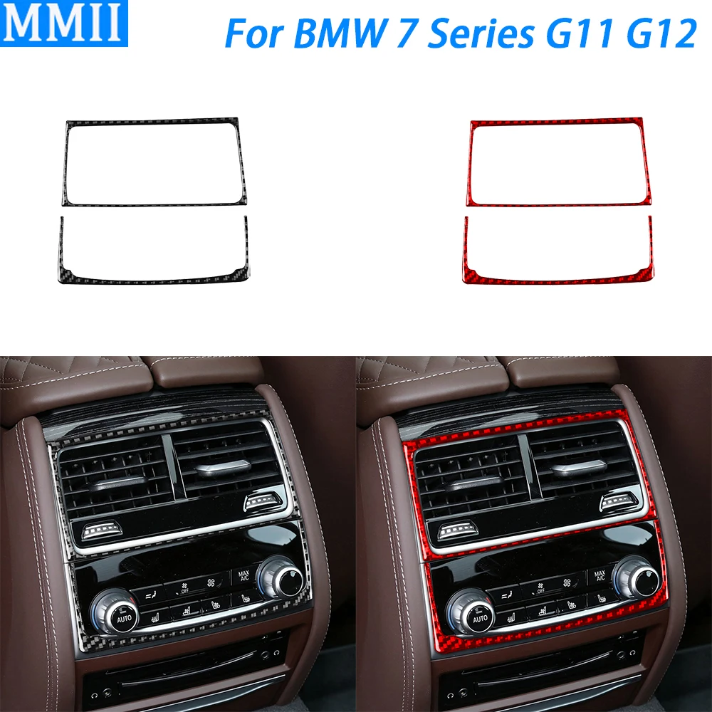 

For BMW 7 Series G11 G12 2015-2022 Carbon Fiber Rear Air Outlet Frame Trim Strips Car Interior Decoration Accessories Sticker