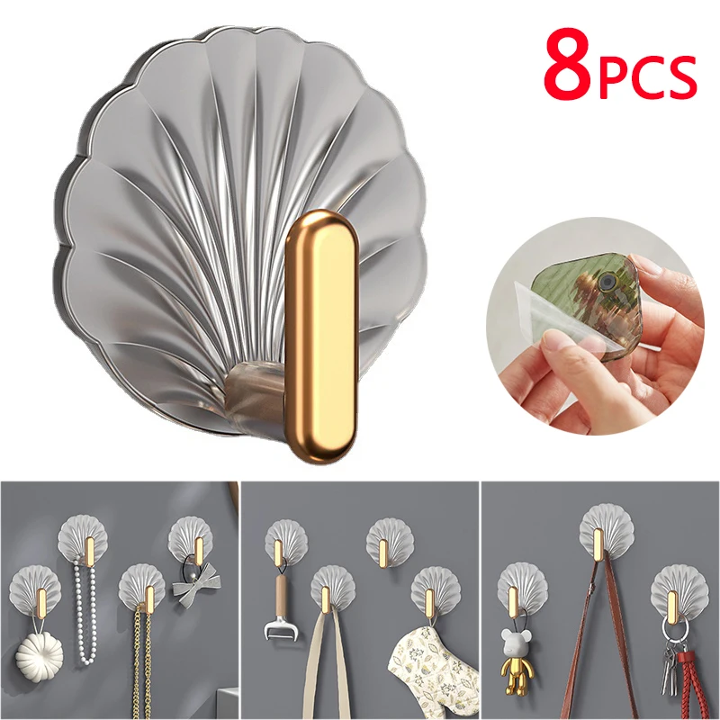 1/2/4/8PCS Powerful Adhesive Hook Hallway Bedroom Multifunctional Traceless Transparent Hook High Load-bearing Non Punching Hook