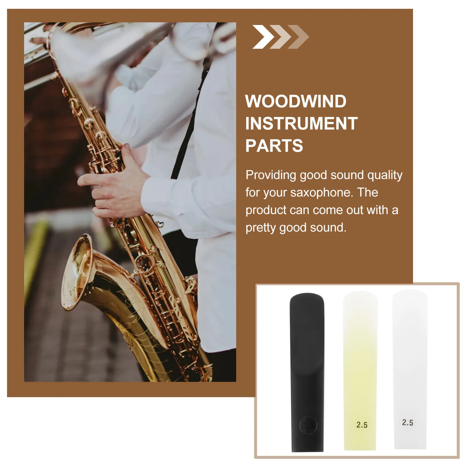 

3Pcs Traditional Sax Reeds High Performance Woodwind Reeds for Saxophone Smooth Slope Design Long Service Life Compact Size Easy