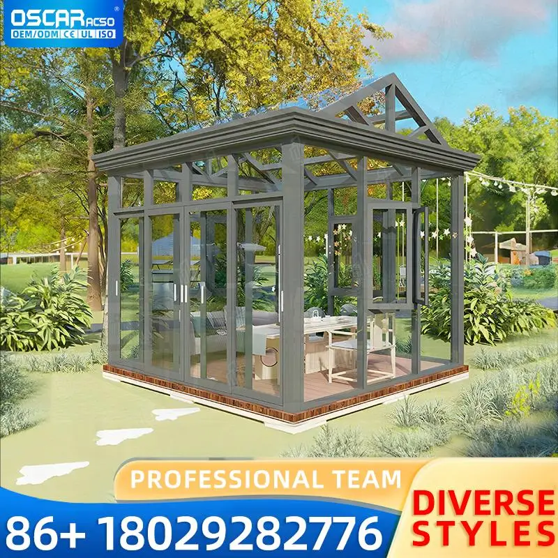 

2025 Sigmod Contemporary Style Glass Sunroom with Aluminum Frame Tempered Glass Roof for Patio Garden Backyard sunroom