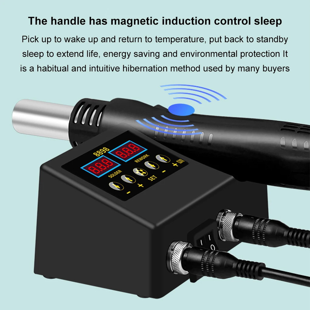 Station de soudage portable 2 en 1, affichage numérique, odorà air chaud, expédide soudage pour BGA, SMD, PCB, IC, réparation, outils de fer à souder, 8898