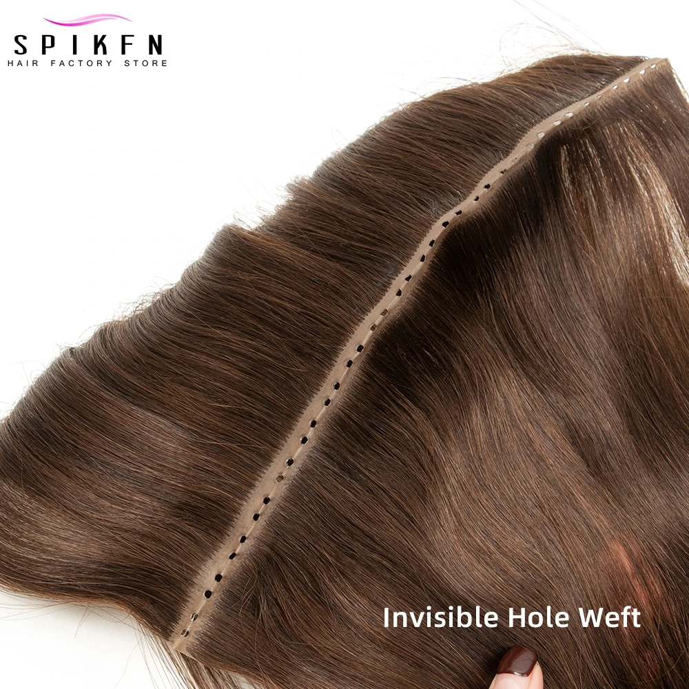 Spikfn Dubbel Injecteren Pu Gat Inslag Human Hair Extensions 16 "20" 24 "Micro Lus Xo Inslag Haar Bundels Recht 30-50G