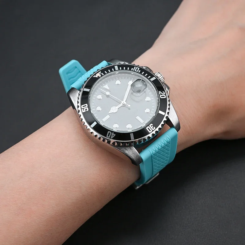 Жидкий силиконовый ремешок 20 мм 22 мм, мягкий спортивный водонепроницаемый быстросъемный ремешок для дайвинга для мужчин и женщин, универсальный сменный ремешок, аксессуары для часов