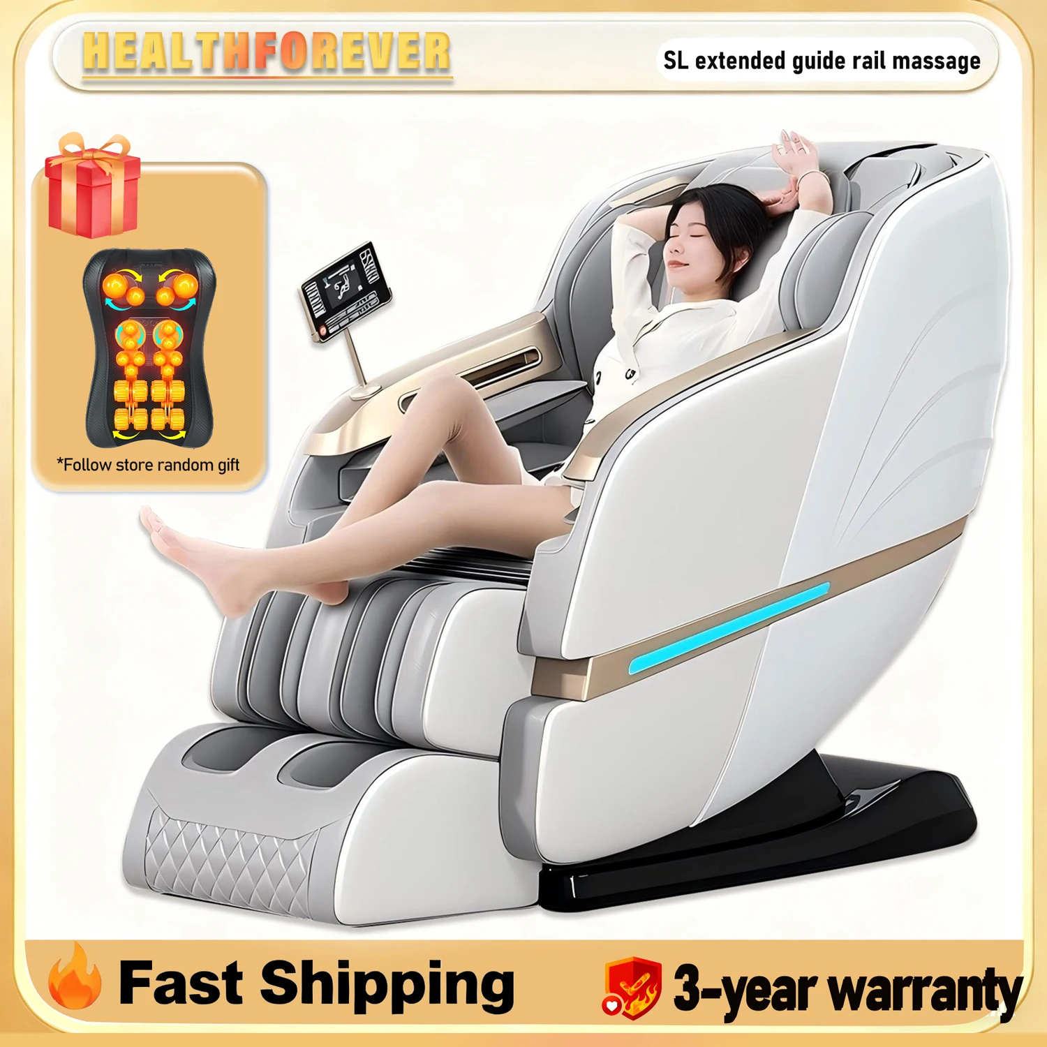 

Премиум-массажное кресло с нулевой гравитацией SL Track Design Массажный ролик для всего тела с воздушной компрессией для ног Bluetooth Домашнее роскошное кресло