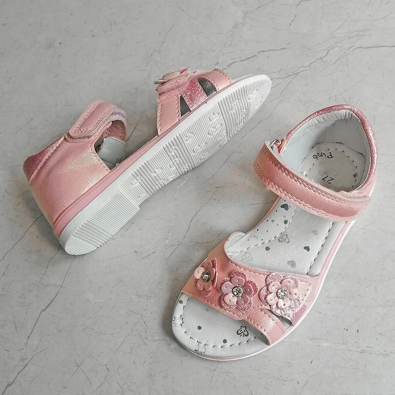 NEW Fashion 1 pair Orthopedic Leather Sandals Children girl shoes , super quality flower Kid Girl Sandals