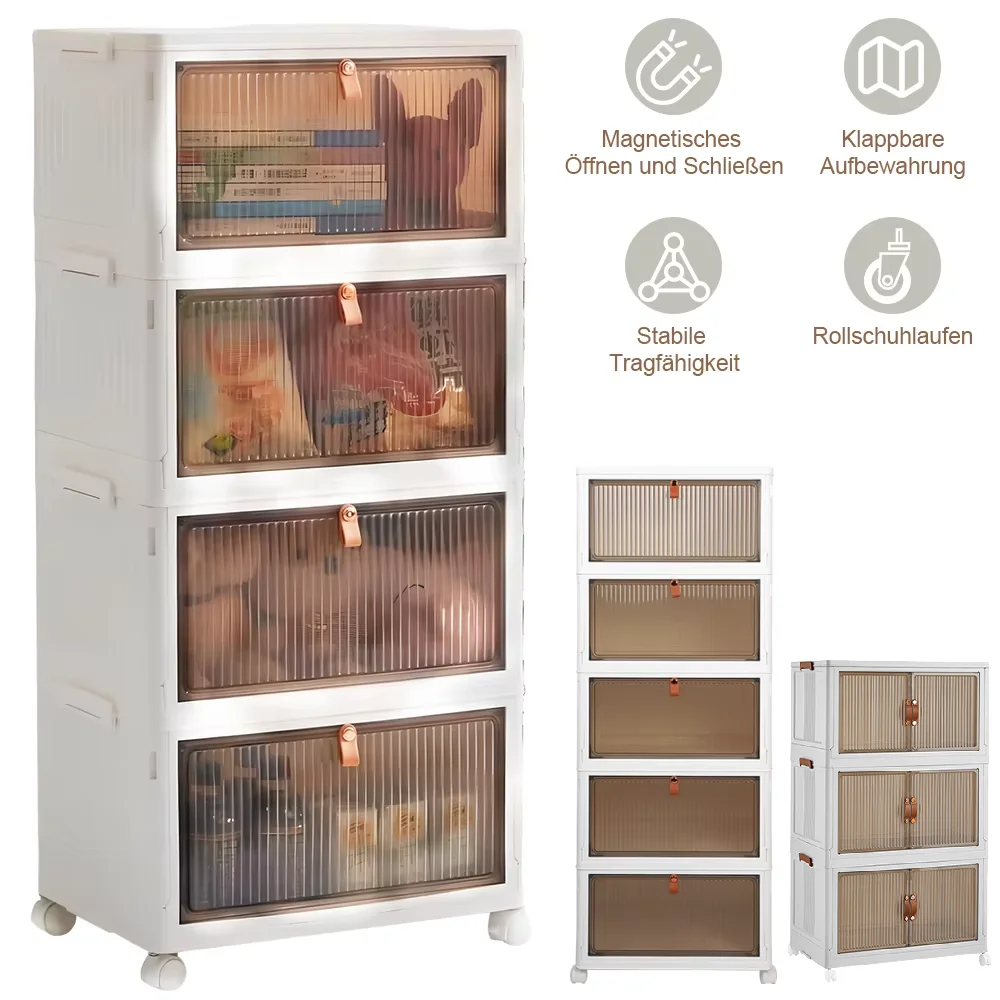 3/4/5 الطبقة صندوق تخزين قابل للطي مع غطاء تخزين قابل للطي رف الأحذية المنظمون صندوق منظم منزلي مع عجلات