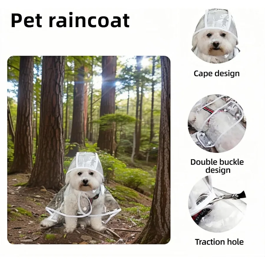 واضح الكلب معطف واقي من المطر للكلاب المتوسطة الصغيرة معطف واق من المطر مقاوم للماء الثقيلة مع ثقب المقود المخفية وقابل للتعديل يستقر الحيوانات الأليفة مقنعين الرأس #2