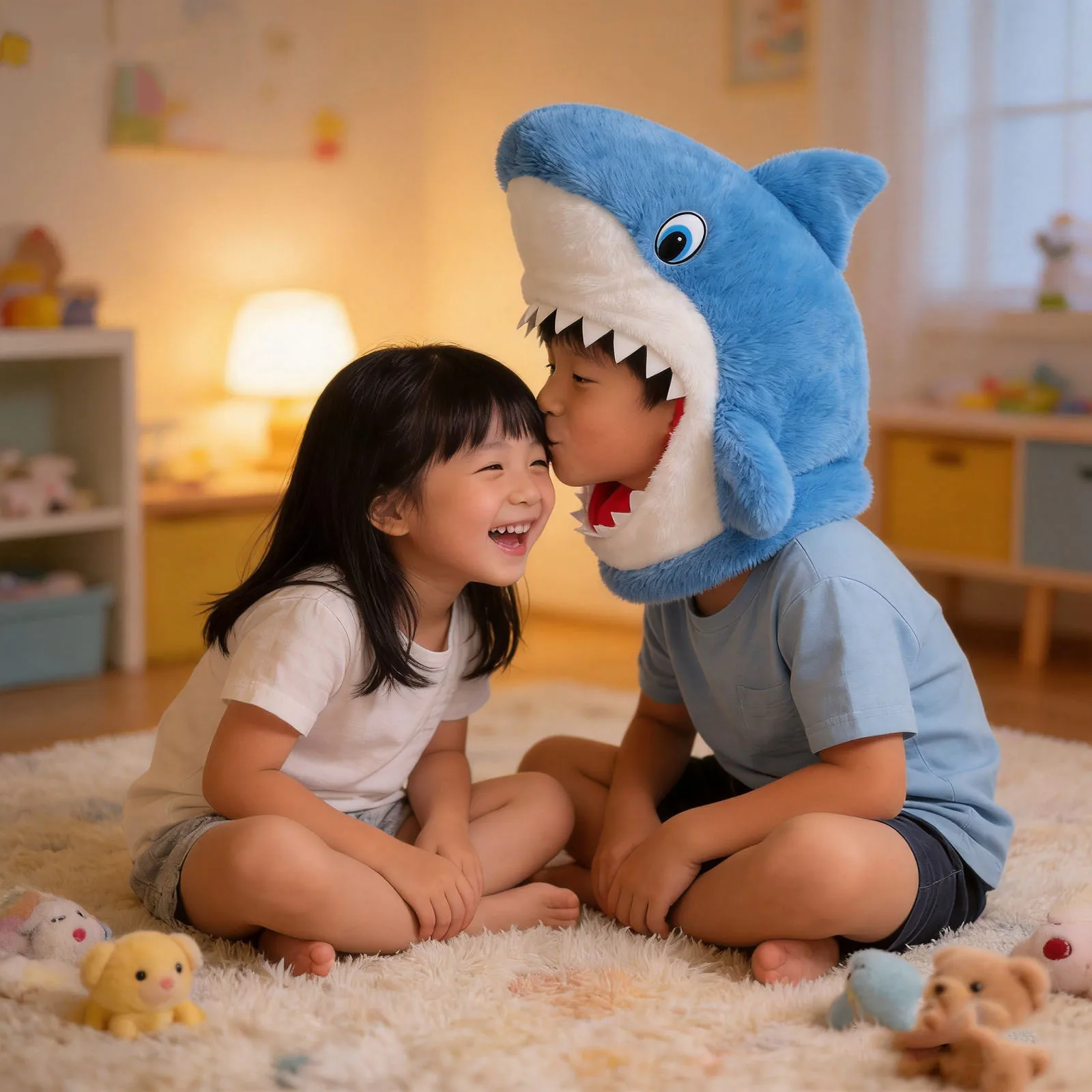 Cartoon and funny shark plush toy headgear, dance party performance props, internet celebrity photo props