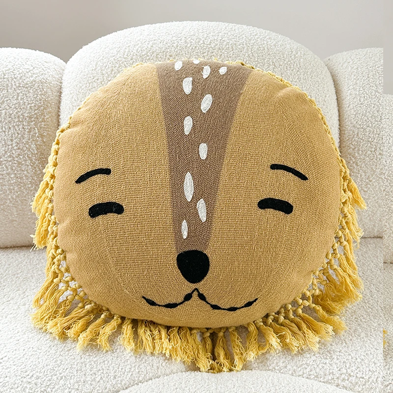 Cute Lion Pillow Maple Leaves Moon Ball Shape Cushion Stripe Soft for Kids Room Party Sofa Chair Car