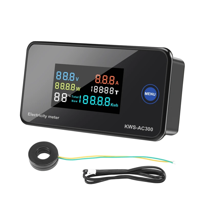 AC Wattmeter Meter AC300 50-300V Voltmeter Ammeter Energy Meter LED Digital Display With Reset Function