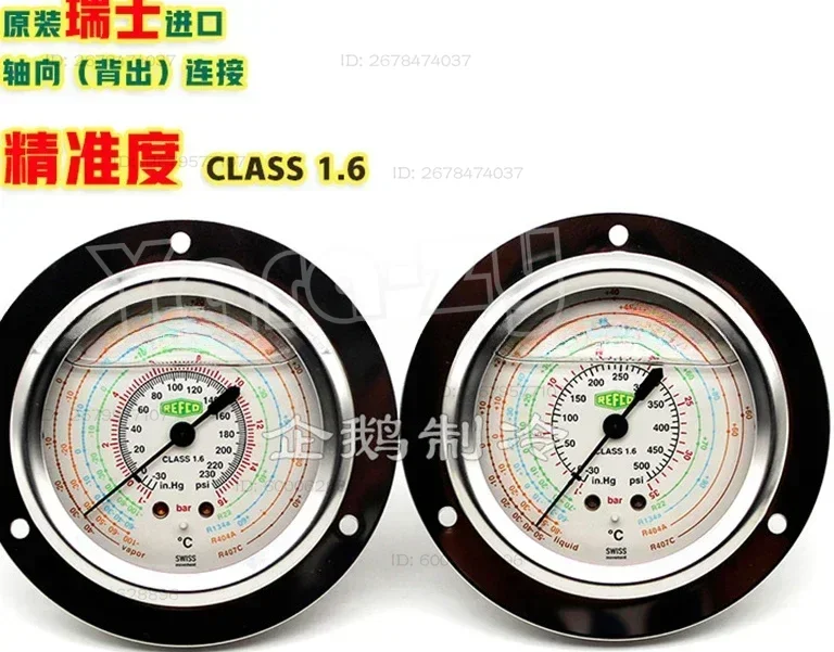 1PCS Axial / radial pressure gauge R22/R134a high and low pressure gauge for refrigeration and air conditioning BB
