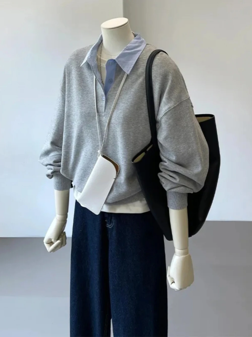 

plus Size Women's Long Sleeve Sweatshirt Loose Meat Covering Spring Autumn High Fashion Big Dot Pattern Splicing Top