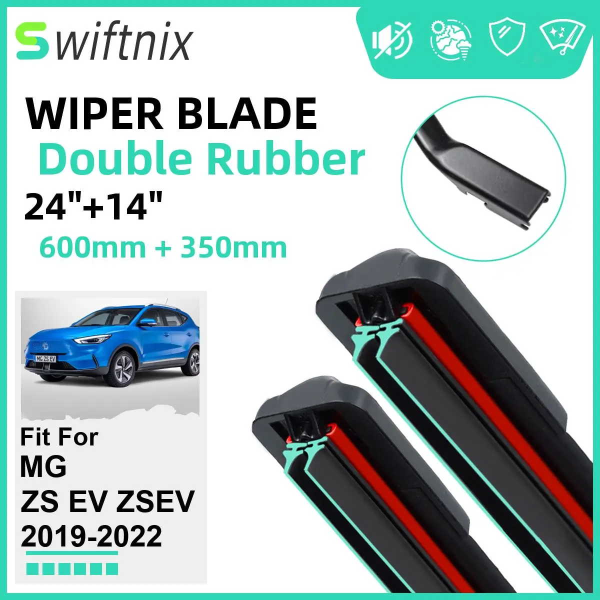 Double Rubber Car Wiper Blades for MG ZS EV ZSEV 2019-2022 Front Windscreen Windshield Rubber Car Accessories 2020 2021 2022