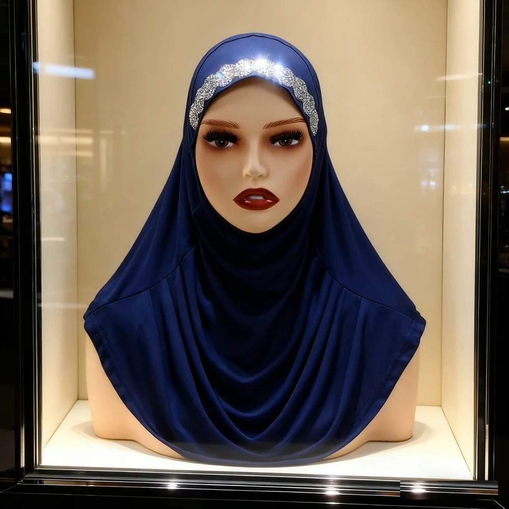 

Джерси с бриллиантами, хиджаб Амира, мусульманский женский мгновенный шарф, тюрбан, исламская повязка на голову, готовый никаб, молитвенный хиджаб, чехол, новый