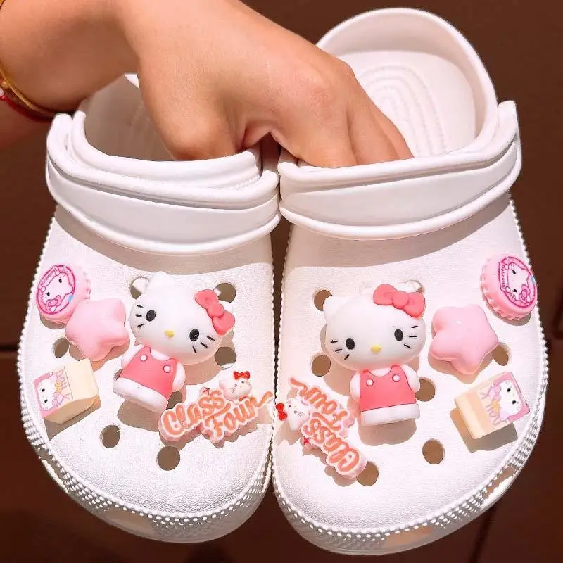

Anime Kuromi Melody Hello Kitty Sanrio series Shoe charms DIY 3D stere Shoe Flower Decorative Buckles Detachable Children gift