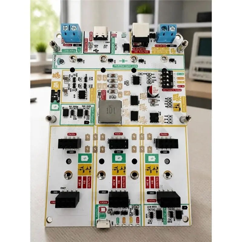 HLZS-Solar MPPT UPS Power Board 18650 Battery 4.2V/3A Solar Energying Storage 30Μa Low Power For Low-Power Iot