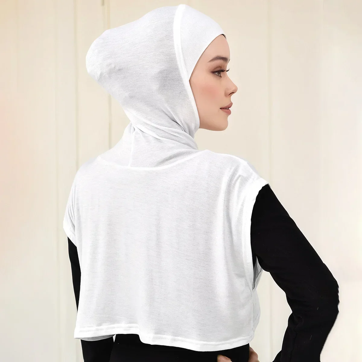 

Muslim Sport Hooded Hijab Abaya Hijabs for Women Jersey Islamic Head Scarf Turban Instant Wrap Overhead Crop Tops False Collar