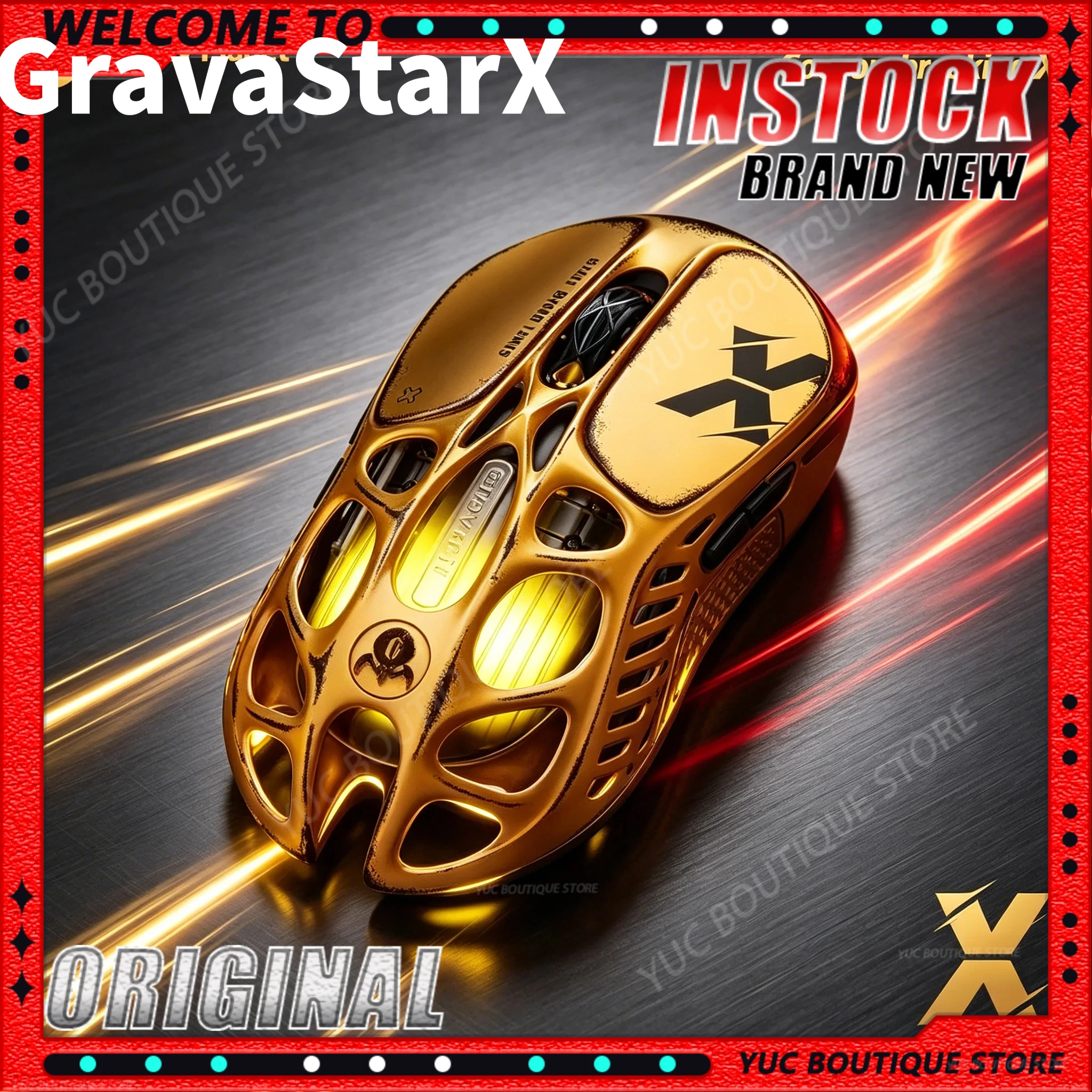 GravaStar X/X Pro Paw3950 8K Wireless Mouse Magnesium Alloy Gaming Mouse E-sports Tri-Mode Bluetooth RGB Lightweight Hollow