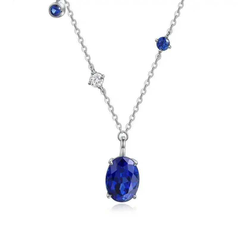 

RUIF 2023 New Fashion 18K Gold Necklace Oval Shape Royal Blue Pendants Necklace Jewelry For Wedding Party Gift