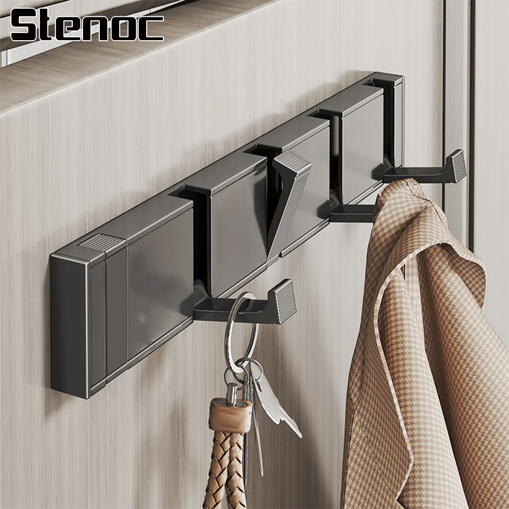 Creative Invisible Clothes Hook Clothes Racks Wall Mounted Decor Entrance Foyer Automatic Rebound Folding Multi-Purpose Hanger