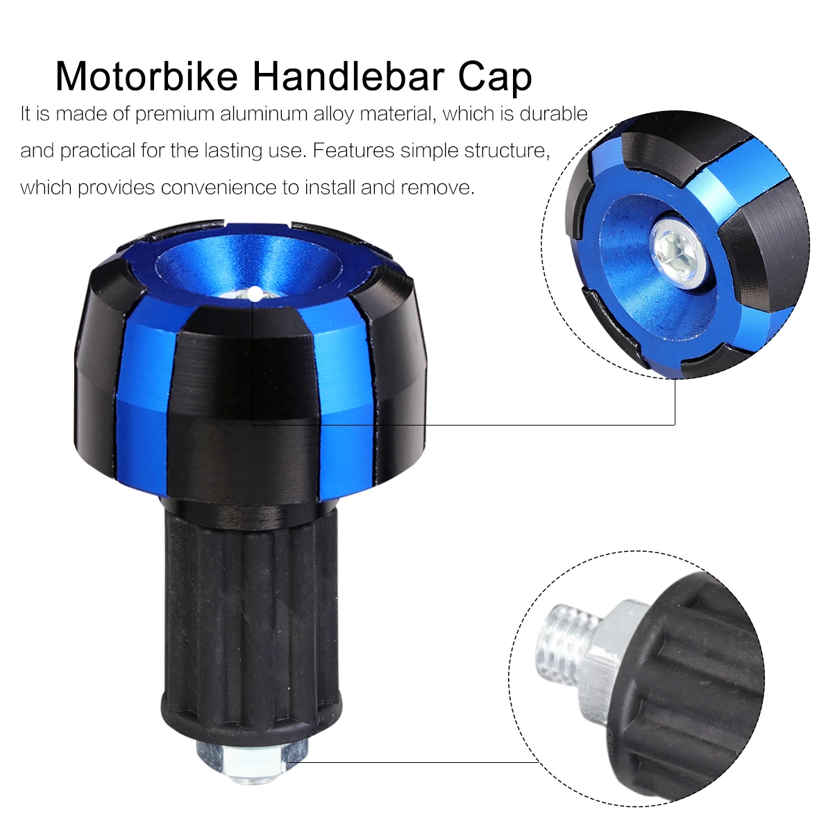 

2Pcs Handbar Plug Durable Aluminum Alloy Rubber Ends Protect Motorcycle Handlebar Grip Plug Off-road Accessory